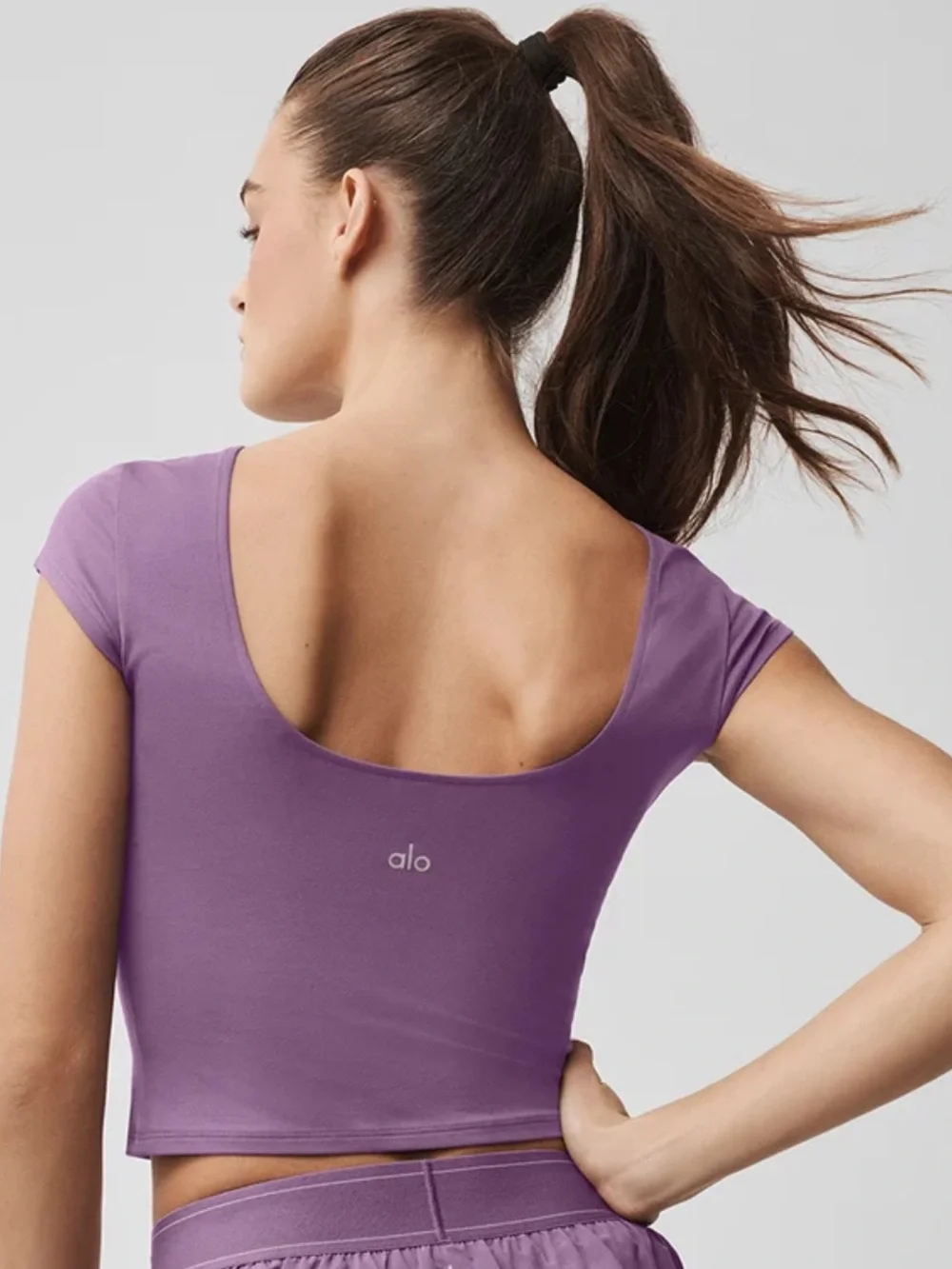 Alo Yoga Alosoft Back For More Tee Plum Kiss XXS NWT